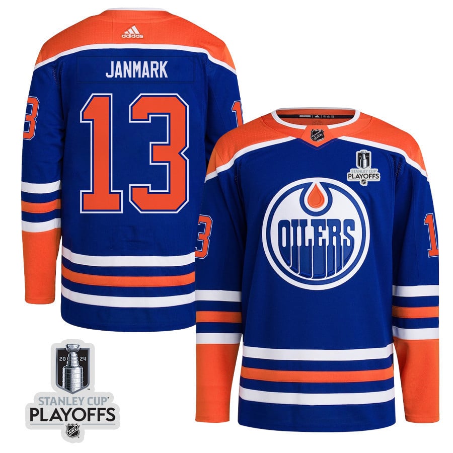 Mattias Janmark 13 Edmonton Oilers 2024 Playoffs Patch Home Men NHL Jersey Men's
