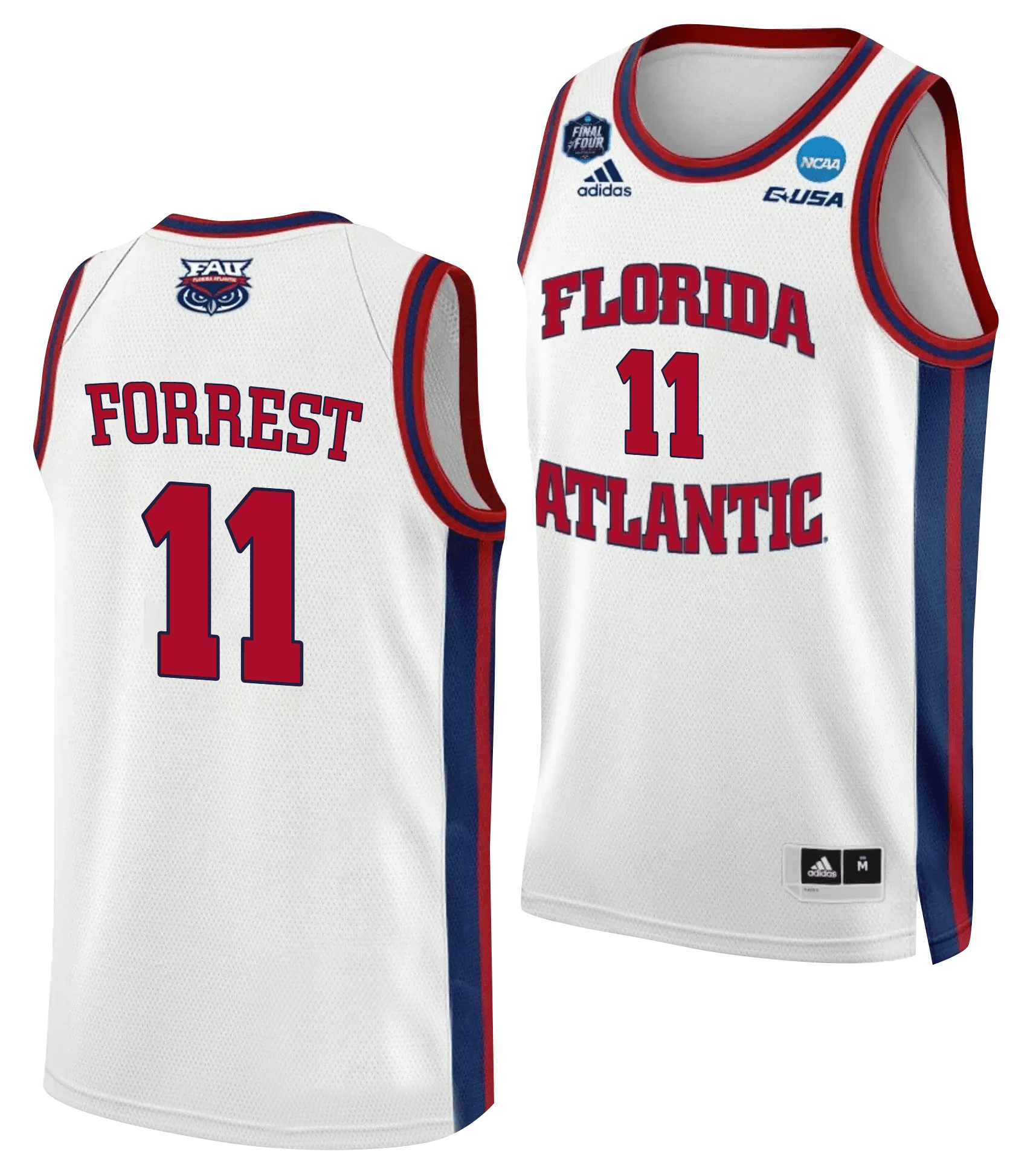 Michael Forrest 11 FAU Owls 2023 Final Four White NCAA Jersey Men's