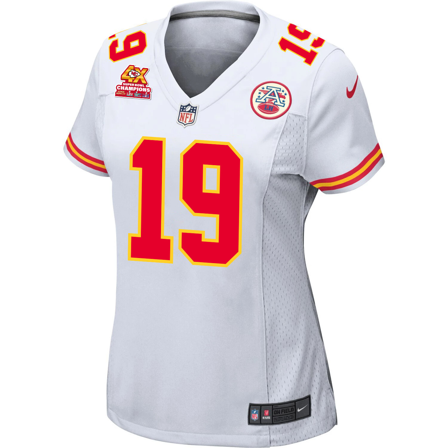 Kadarius Toney 19 Kansas City Chiefs Super Bowl LVIII Champions 4X Game White NFL Jersey Women's