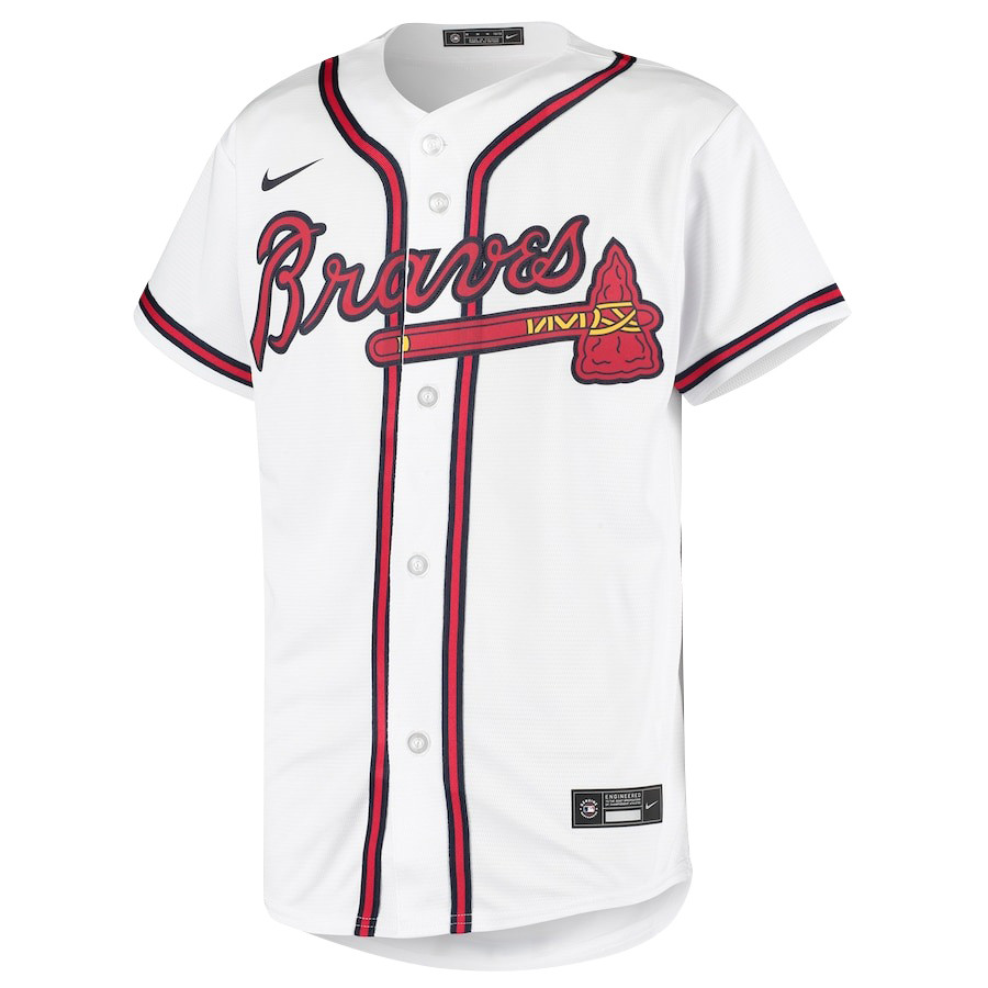 Ronald Acu?a Jr. 13 Atlanta Braves Signed Gum 2023 Home Player White Red MLB Jersey Youth