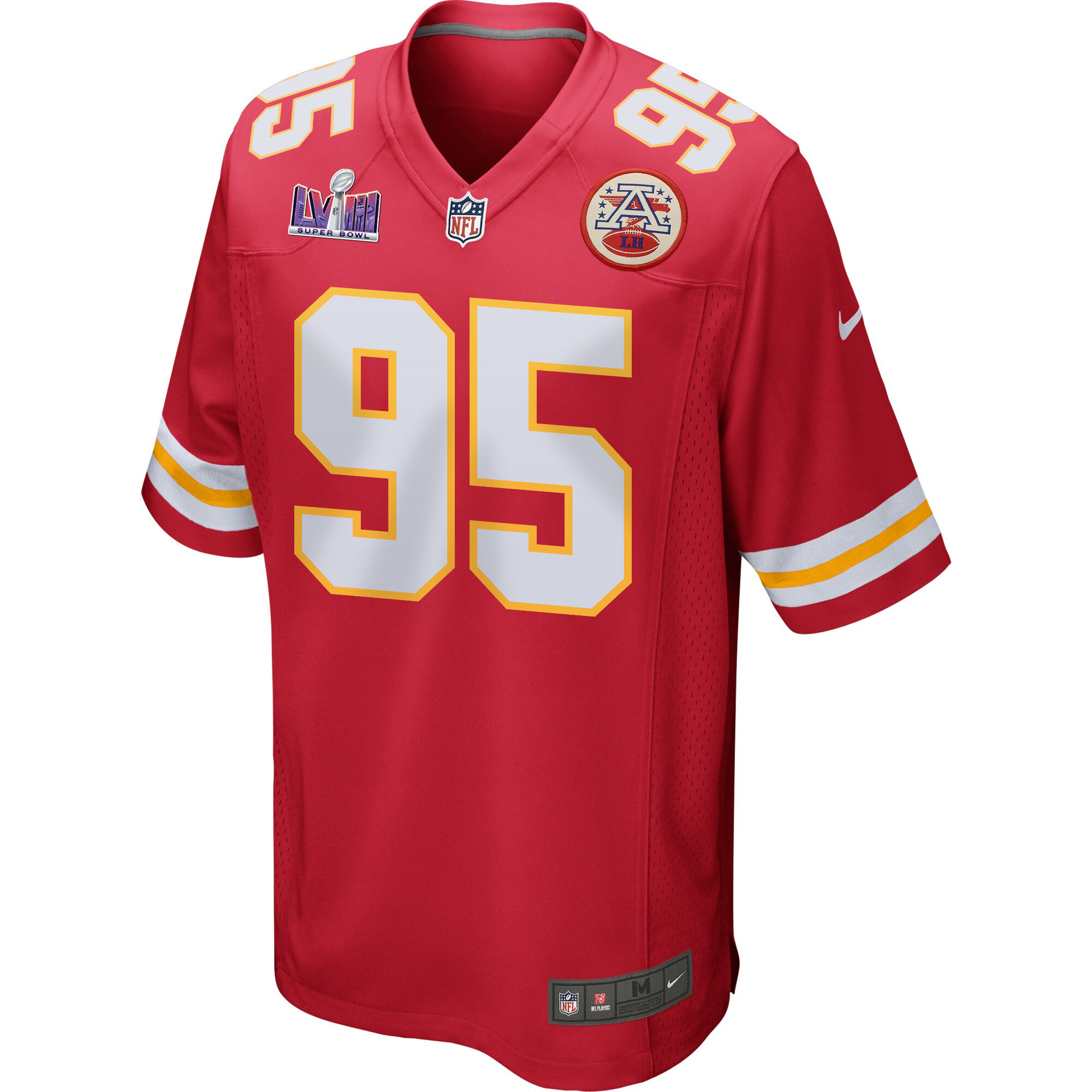 Chris Jones 95 Kansas City Chiefs Super Bowl LVIII Patch Game Red NFL Jersey Men's