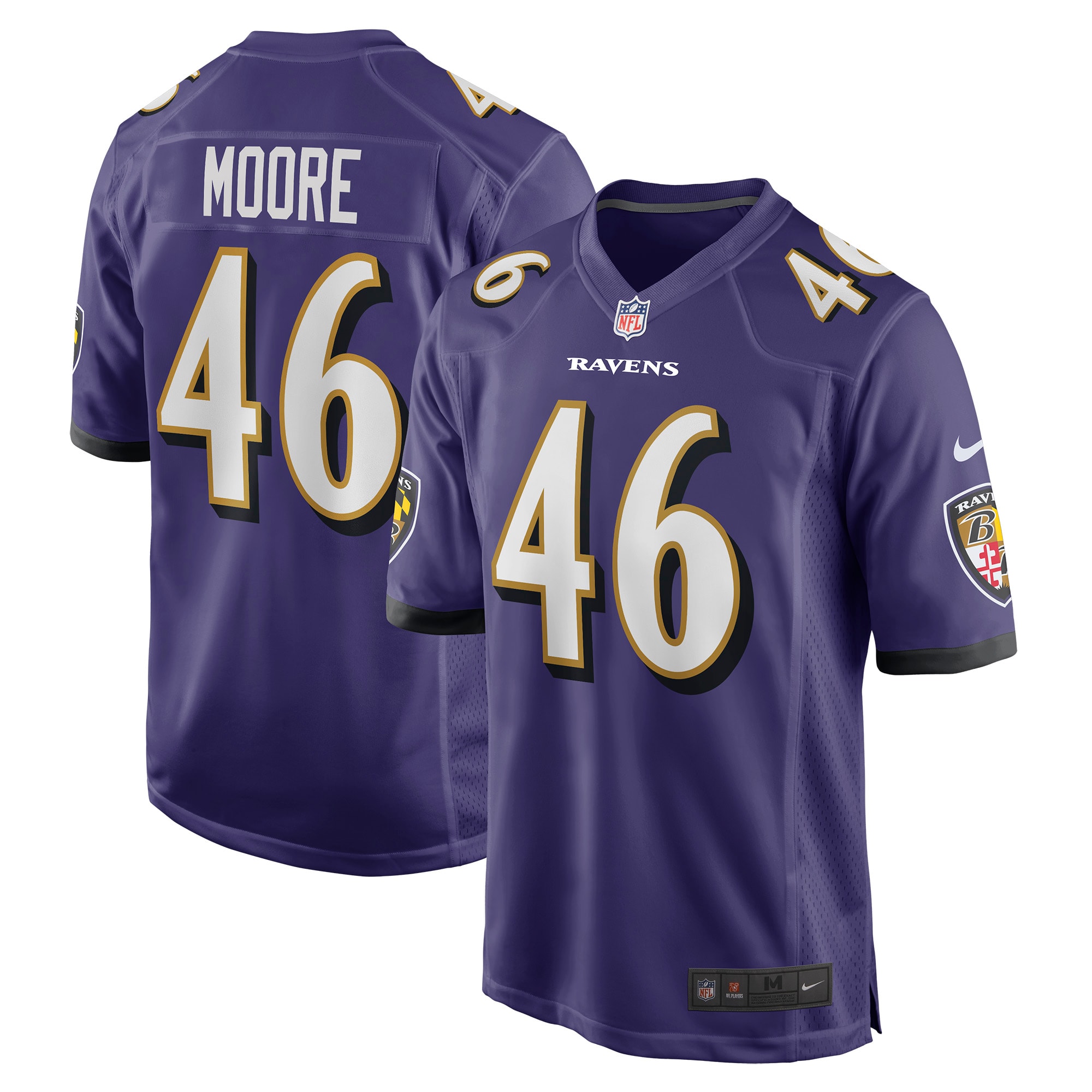 Baltimore Ravens Nick Moore Purple Game NFL Jersey Men's