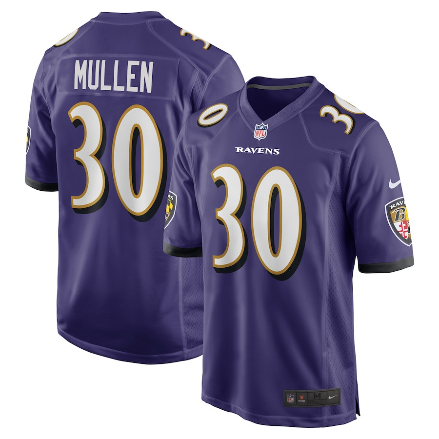 Trayvon Mullen 30 Baltimore Ravens Team Game Purple NFL Jersey Men's