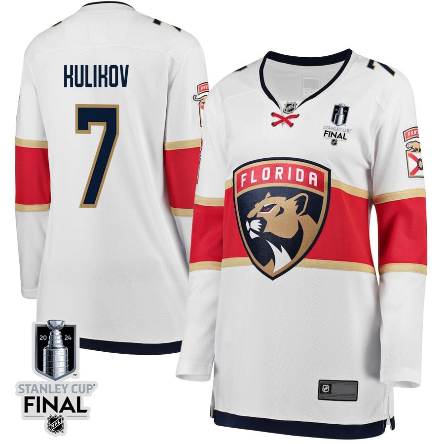 Dmitry Kulikov 7 Florida Panthers 2024 STANLEY CUP Final Away Breakaway White NHL Jersey Women's