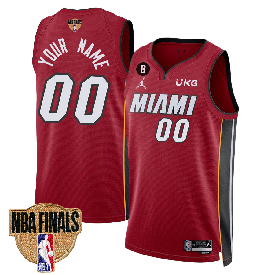 Custom 00 Miami Heat Final Champions 2023 Swingman Red NBA Jersey Men's