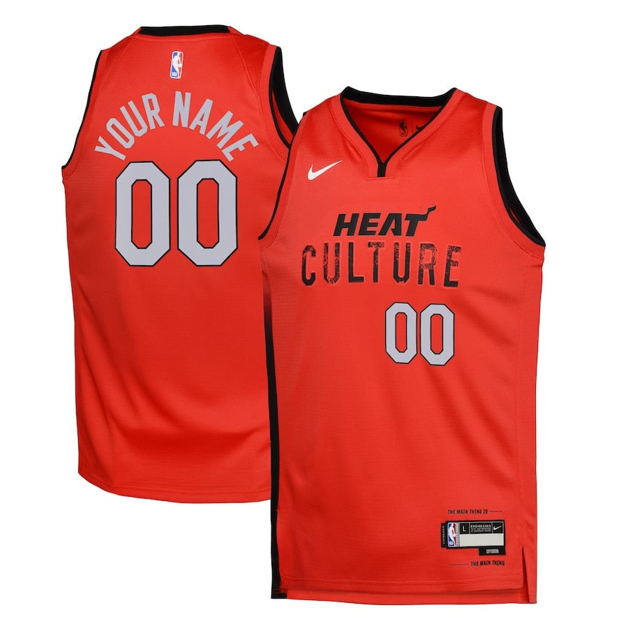 Miami Heat 2024/25 Swingman Custom City Edition Red NBA Jersey Youth