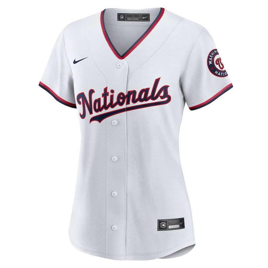 Washington Nationals Custom White MLB Jersey Women's