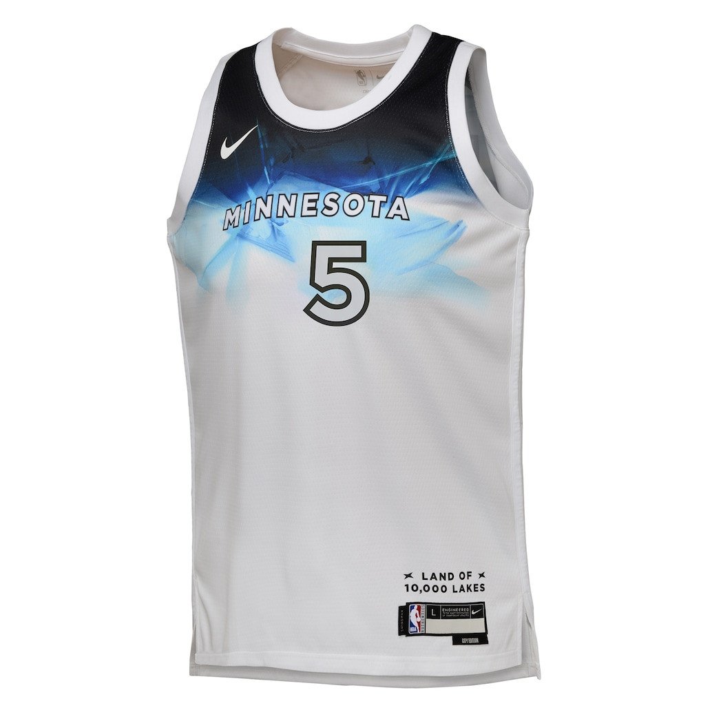 Anthony Edwards 5 Minnesota Timberwolves 2024/25 Swingman Playe City Editio White NBA Jersey Youth