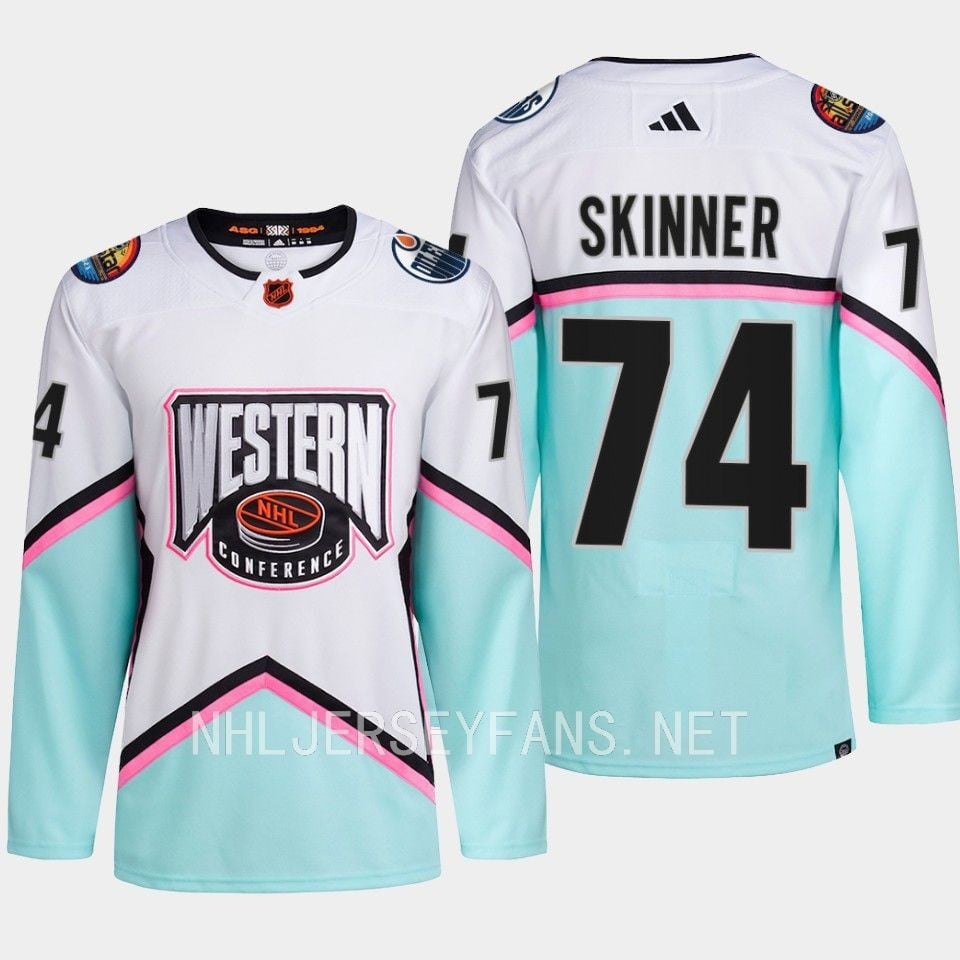 Stuart Skinner 74 Edmonton Oilers 2023 All Star Game White Equipment NHL Jersey Men's