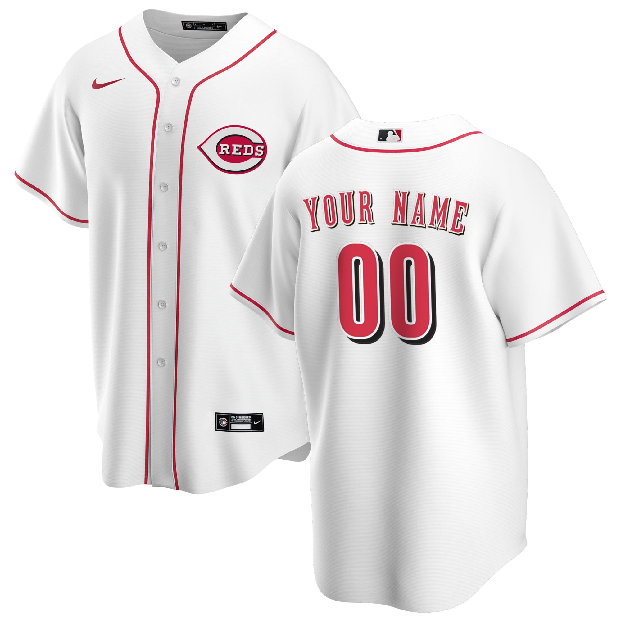 Cincinnati Reds White Home Custom MLB Jersey Men's