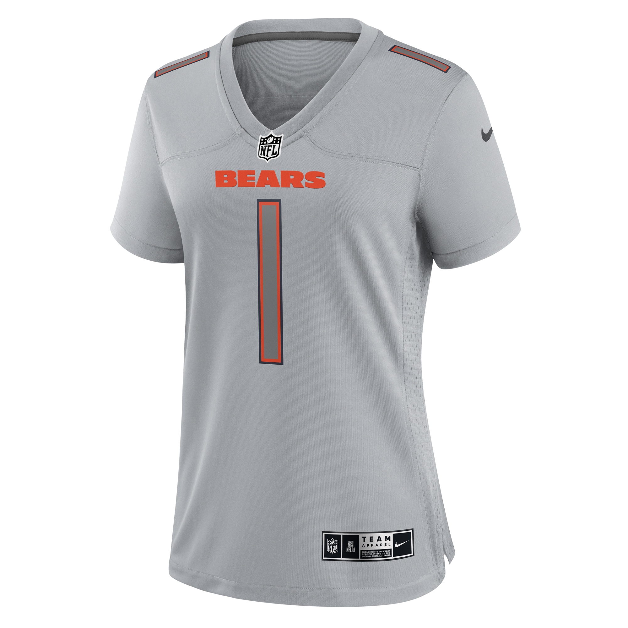 Chicago Bears Justin Fields Gray Atmosphere Fashion Game NFL Jersey Women's