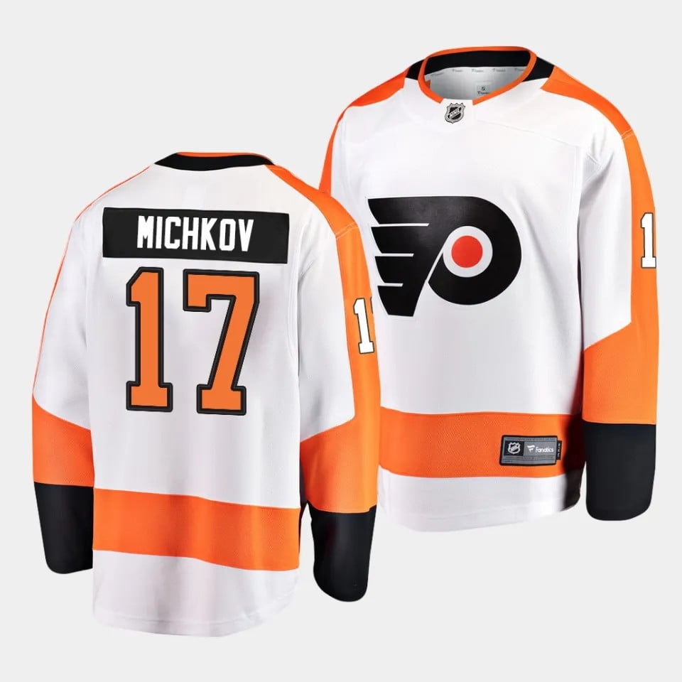 Matvei Michkov #17 Philadelphia Flyers 2023 Draft Away Orange/White NHL Jersey Men's