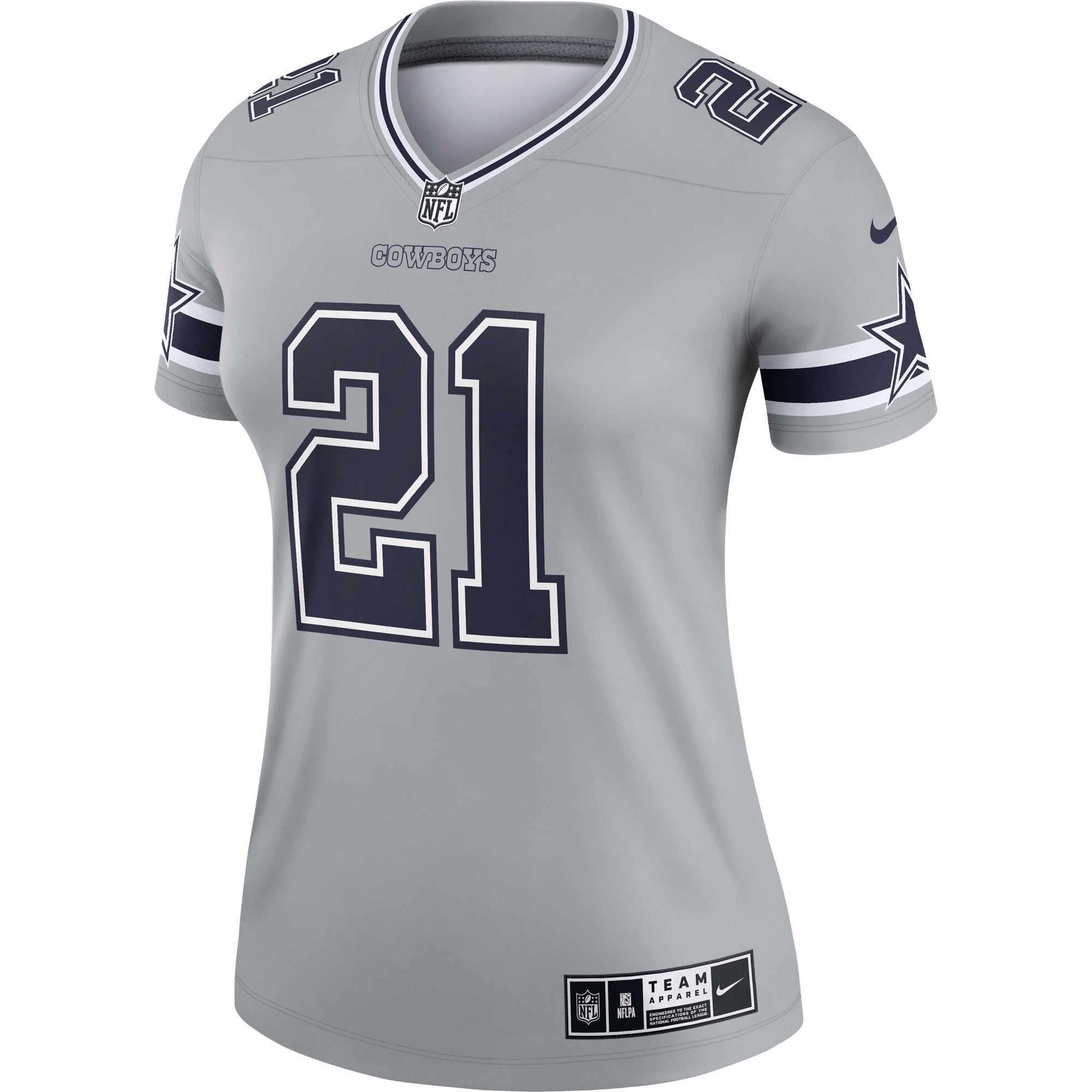 Dallas Cowboys Ezekiel Elliott Gray Inverted Legend Player Performance Top NFL Jersey Women's