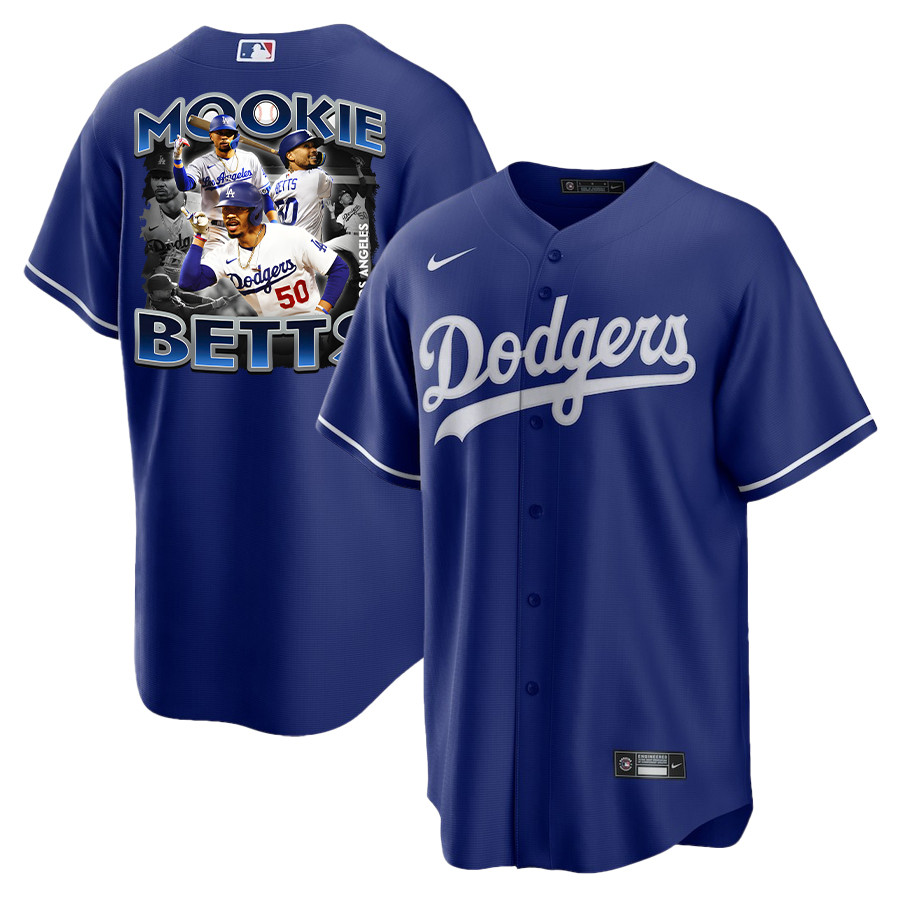 Mookie Betts 50 Los Angeles Dodgers Posture 2023 Alternate Player Royal MLB Jersey Men's
