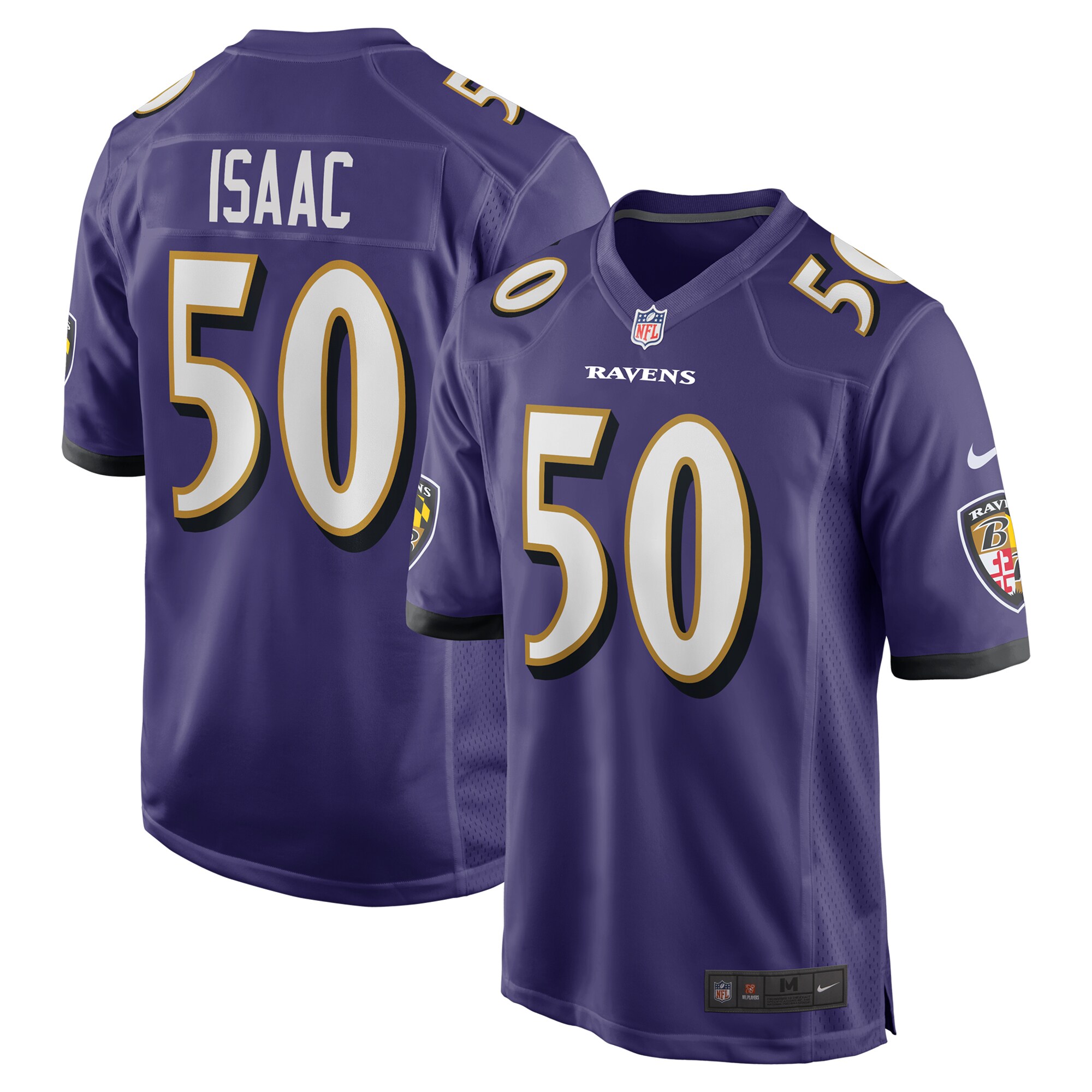Baltimore Ravens Adisa Isaac Purple Team Game NFL Jersey Men's