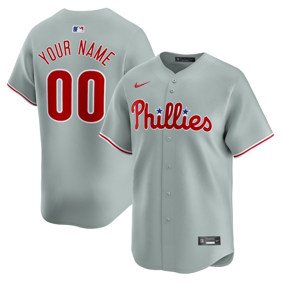 Philadelphia Phillies Away Limited Custom Gray MLB Jersey Men's