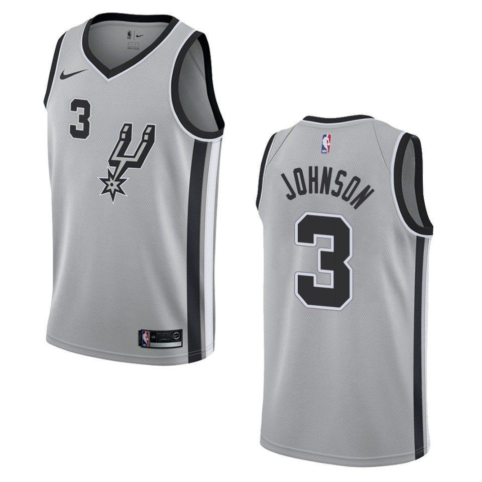 San Antonio Spurs 3 Keldon Johnson Statement Swingman Gray NBA Jersey Men's