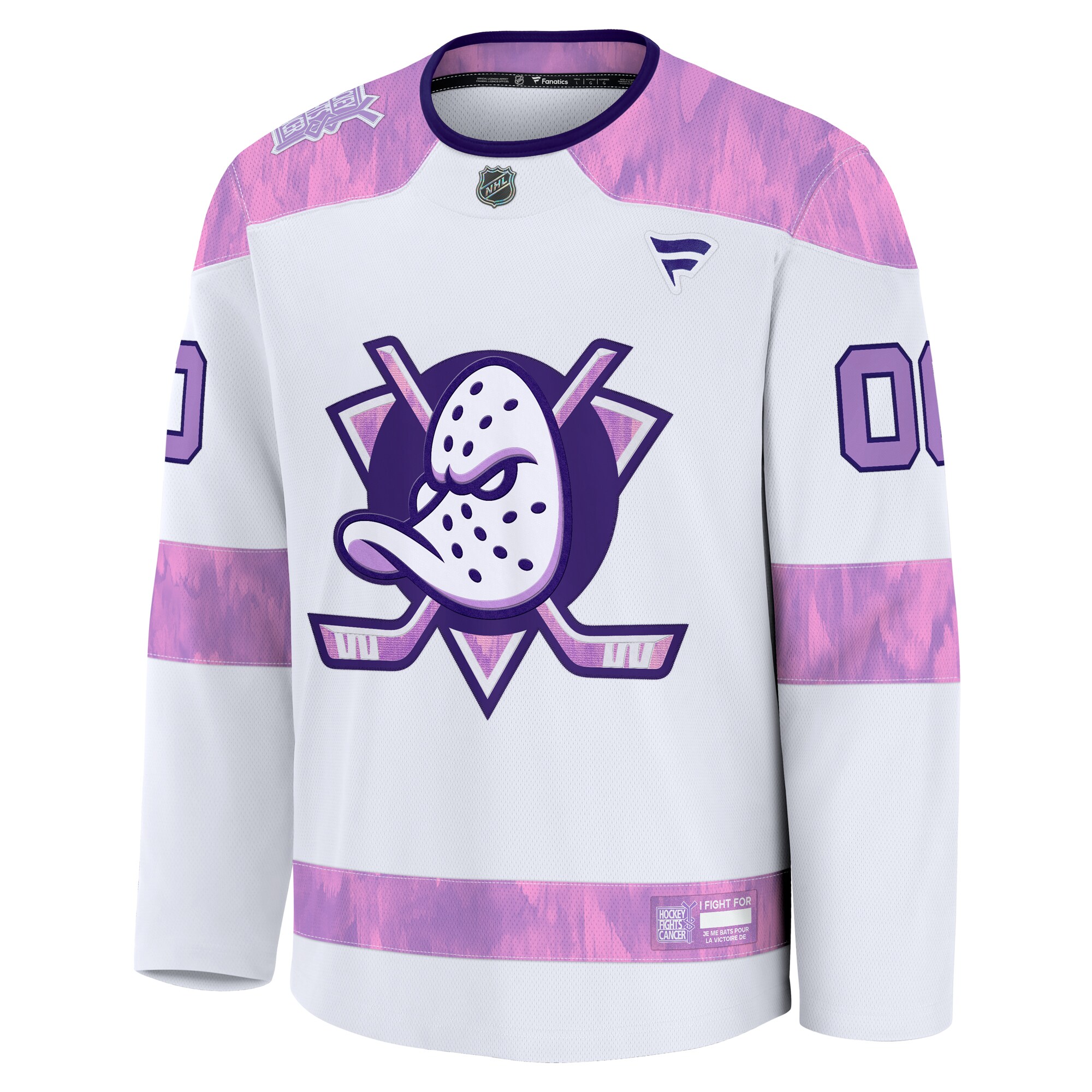 Anaheim Ducks White 2024 Fights Cancer Custom Practice NHL Jersey Men's