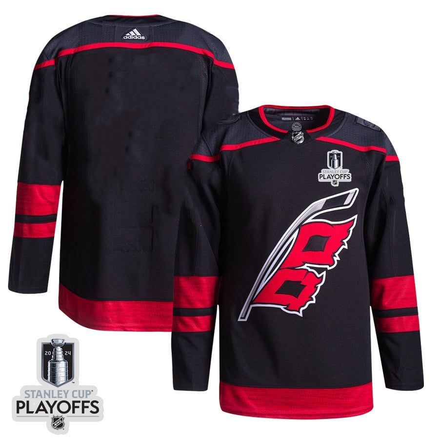 Carolina Hurricanes 2024 Playoffs Patch Home Black NHL Jersey Men's