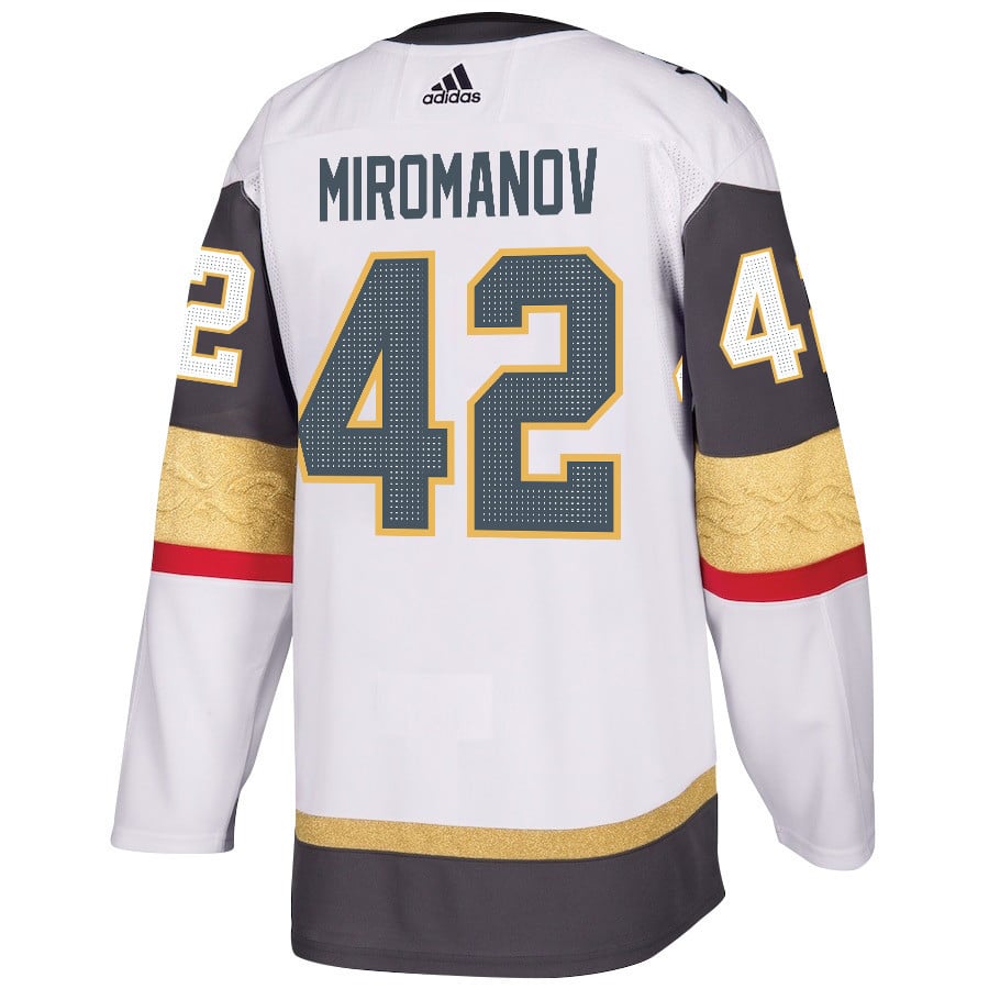 Daniil Miromanov 42 Vegas Golden Knights Stanley Cup 2023 Champions Patch Away Breakaway White NHL Jersey Men's