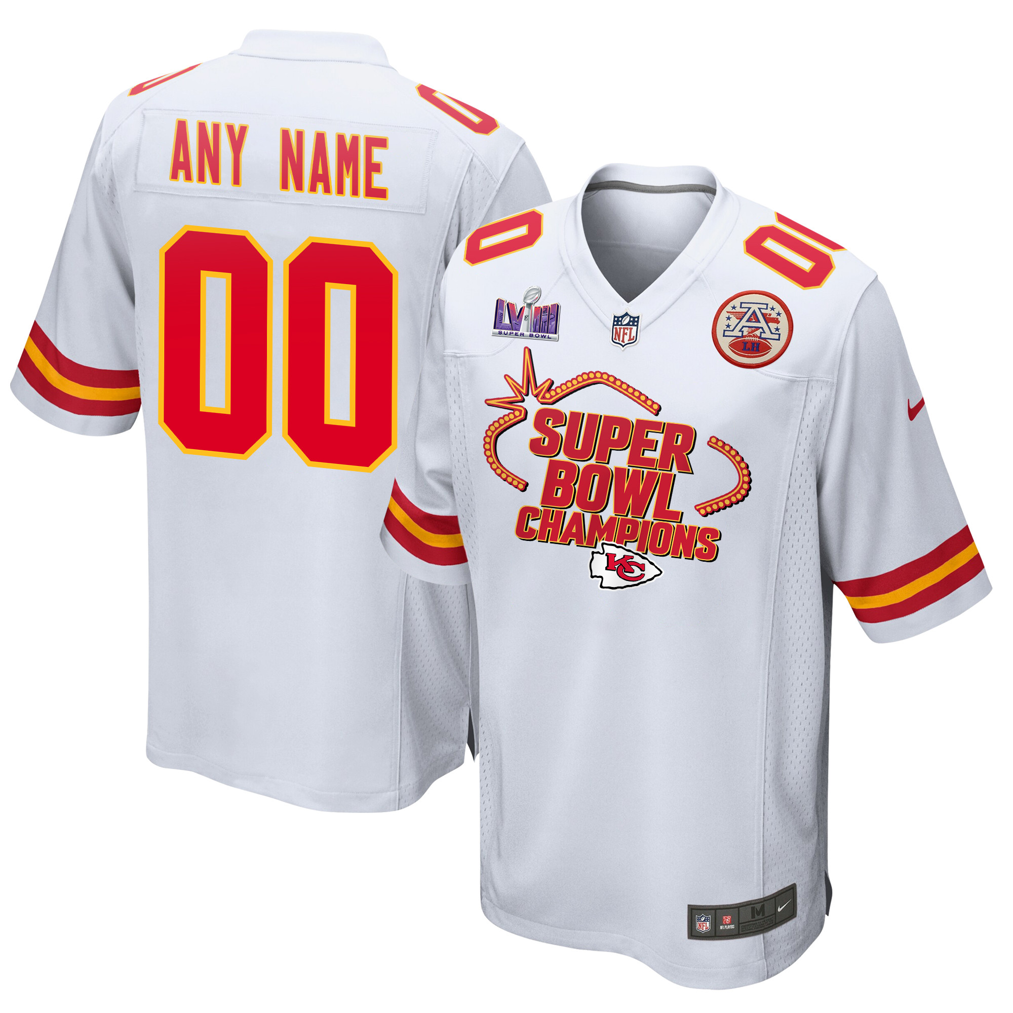 Kansas City Chiefs Super Bowl LVIII Champions Locker Room Trophy Collection Game Custom White NFL Jersey Men's