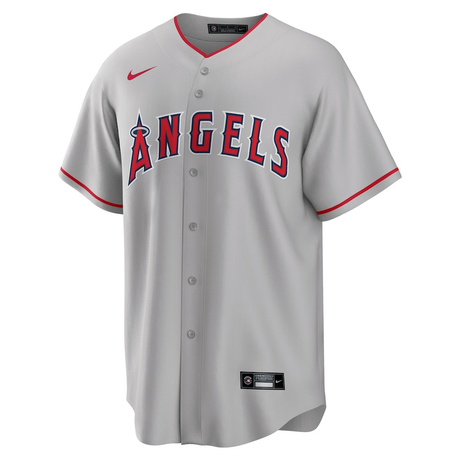Mike Trout 27 Los Angeles Angels Road Silver MLB Jersey Men's