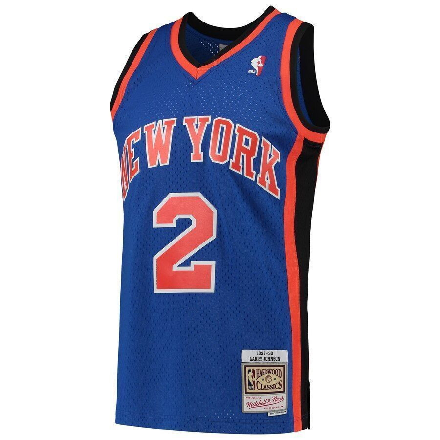 Larry Johnson New York Knicks Mitchell Ness Hardwood Classics 1998-99 Swingman Blue NBA Jersey Men's