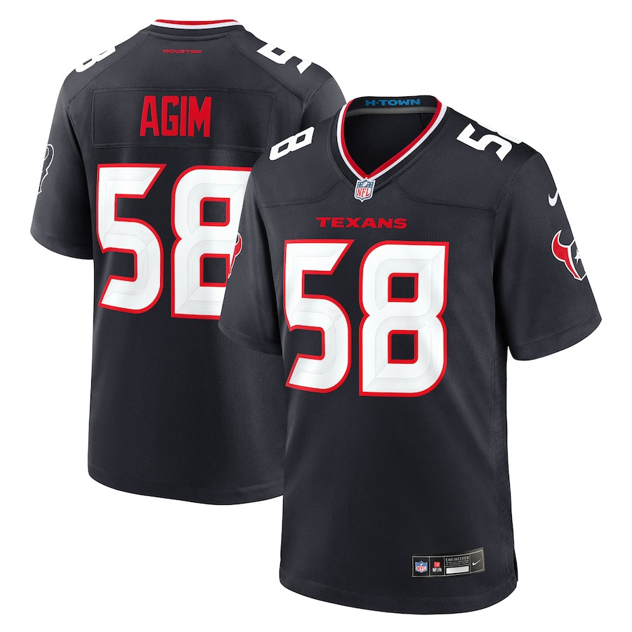 McTelvin Agim 58 Houston Texans Team Game Navy NFL Jersey Men's