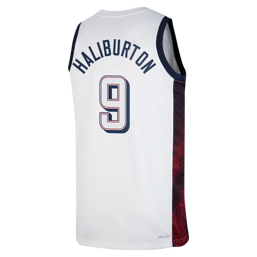 Tyrese Haliburton 9 USA Unisex 2024 Swingman Player White NBA Jersey Unisex