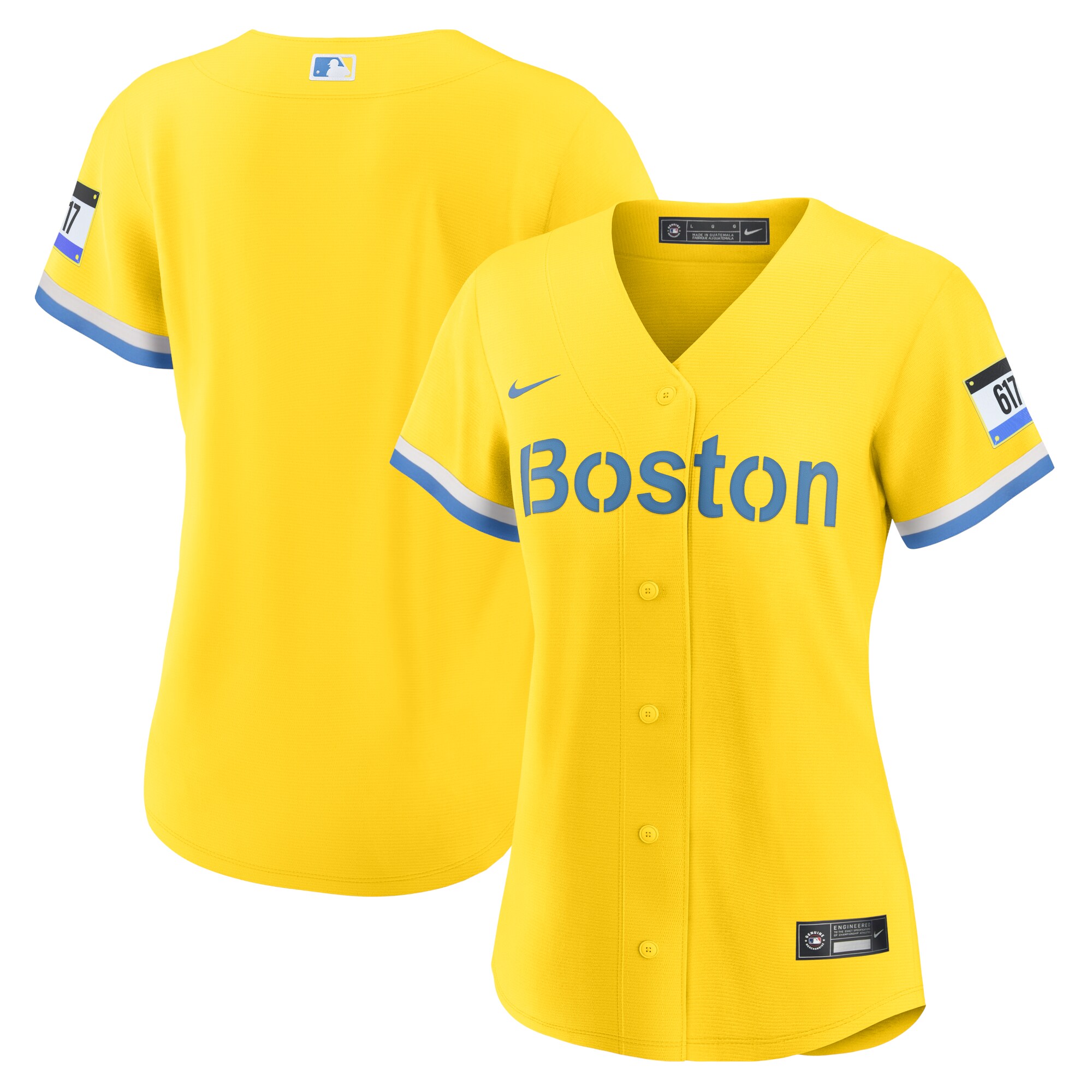 Boston Red Sox Gold/Light Blue City Connect MLB Jersey Women's