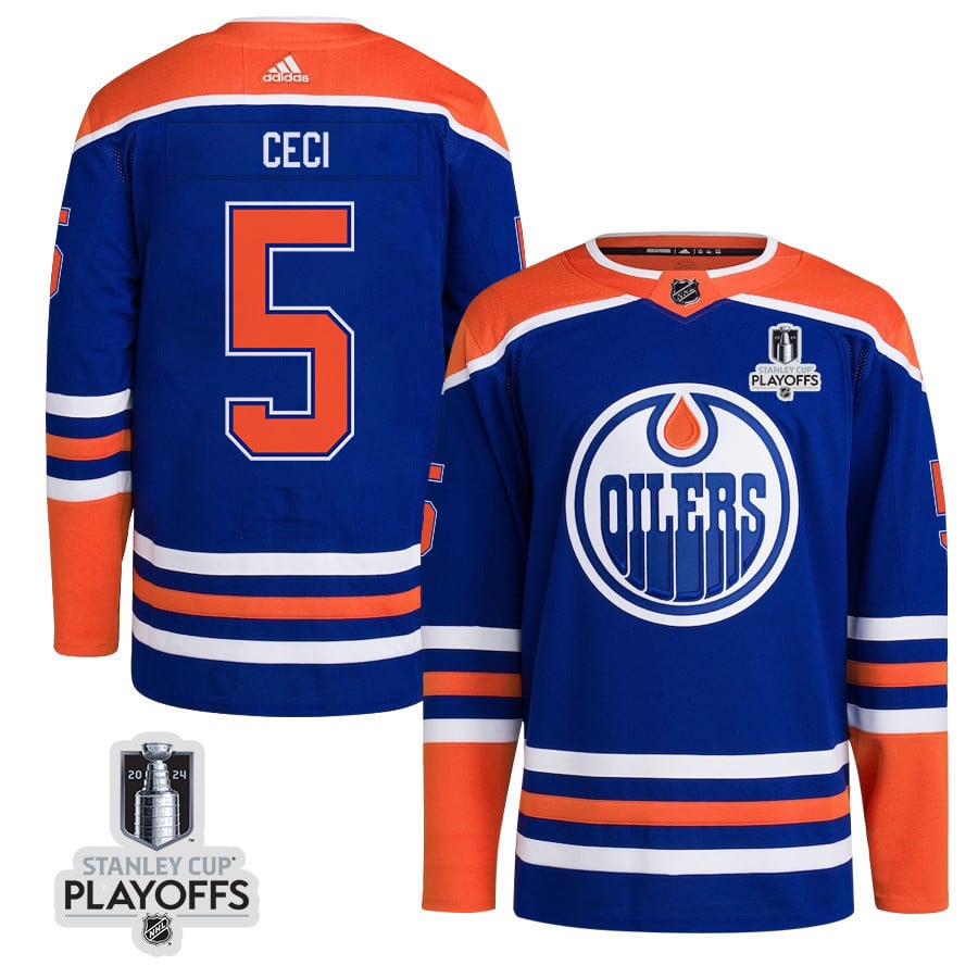 Cody Ceci 5 Edmonton Oilers 2024 Playoffs Patch Home Men NHL Jersey Men's