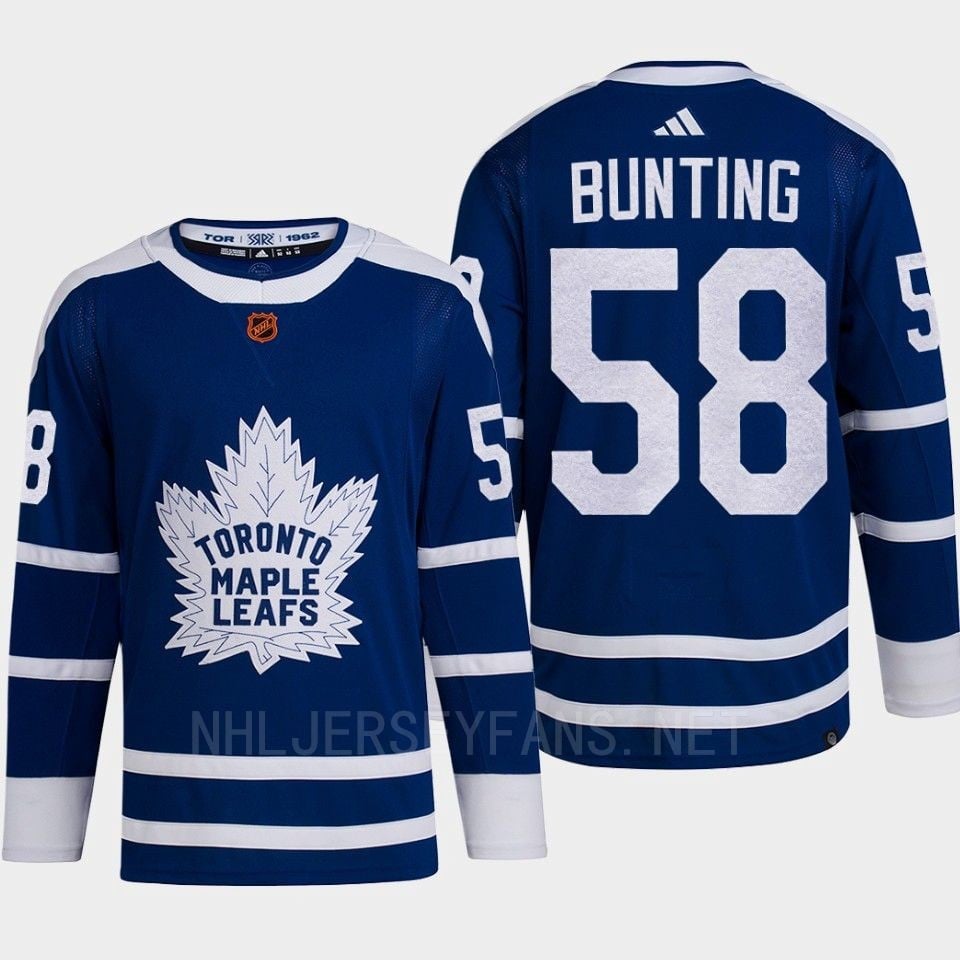 Toronto Maple Leafs 2022 Reverse Retro 2.0 Michael Bunting 58 Blue Primegreen NHL Jersey Men's