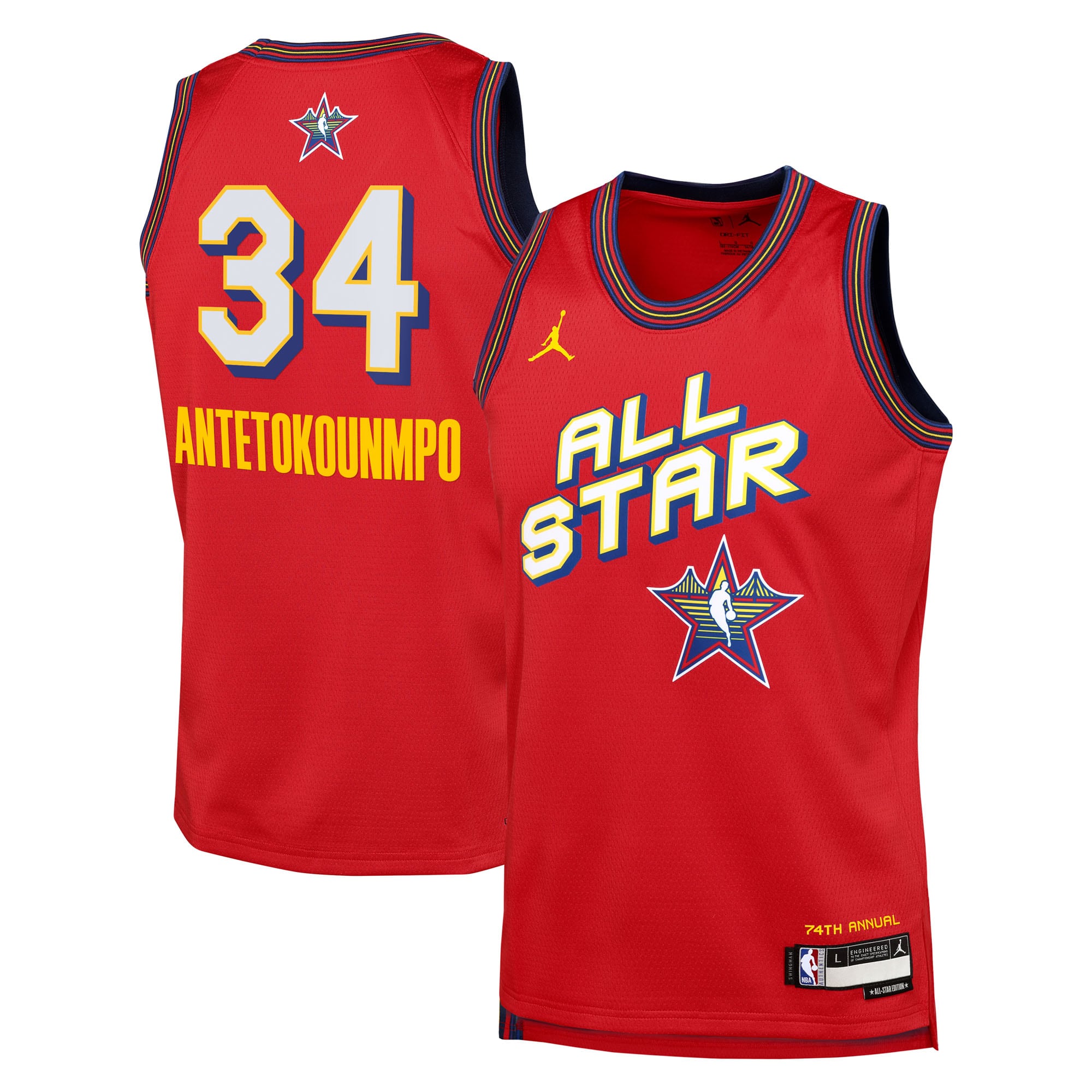 NBA Jordan Brand All Star Swingman Team Red Giannis Antetokounmp NBA Jersey Youth