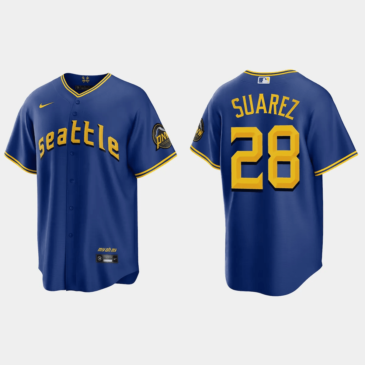 Eugenio Suarez 28 Seattle Mariners 2023 City Connect Game Royal MLB Jersey Men's