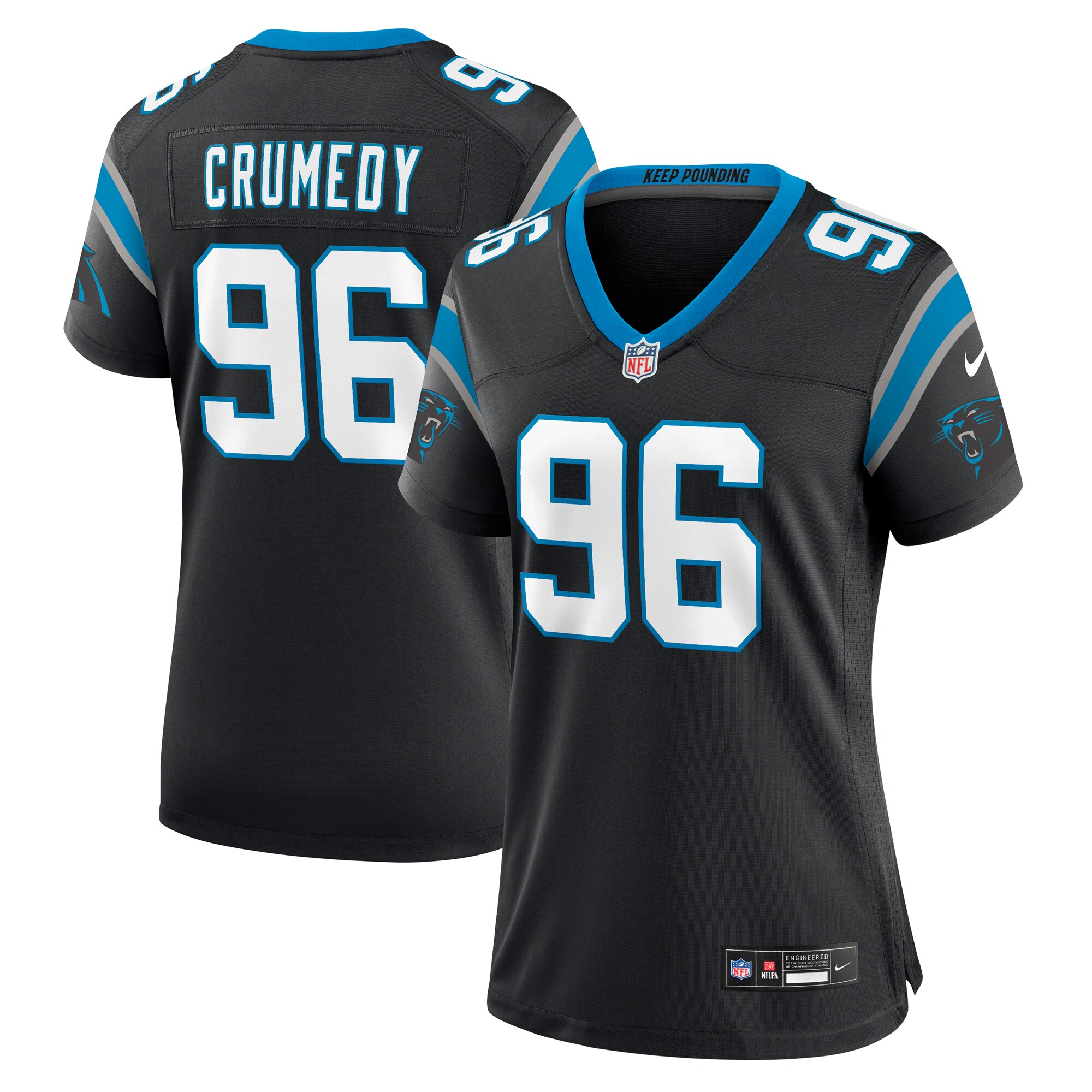 Carolina Panthers Jaden Crumedy Black Game NFL Jersey Women's