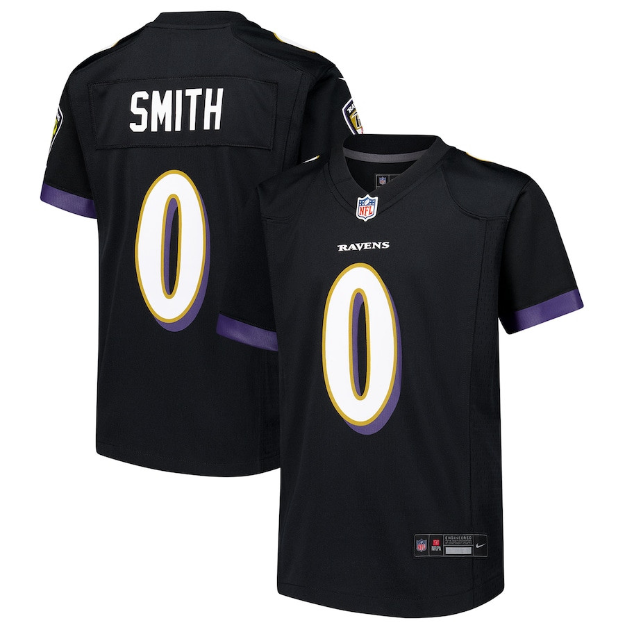 Roquan Smith 0 Baltimore Ravens Alternate Player Game Black NFL Jersey Youth