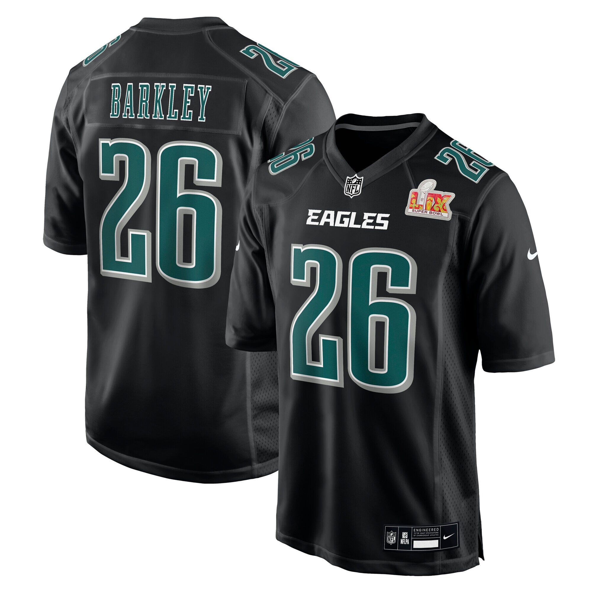 Philadelphia Eagles Saquon Barkley Carbon Black Super Bowl LIX Fashion Game Player NFL Jersey Men's