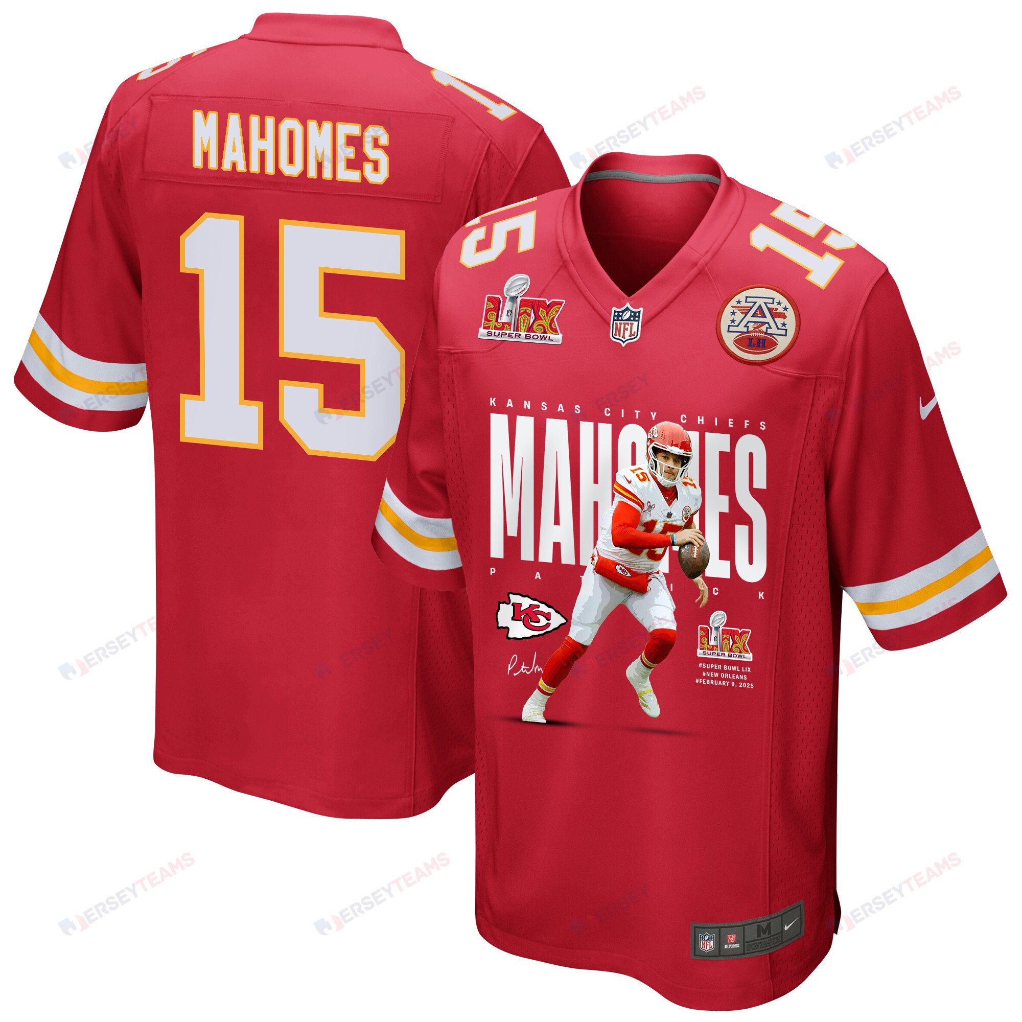 Patrick Mahomes 15 Kansas City Chiefs The Hero Game Red NFL Jersey Men's