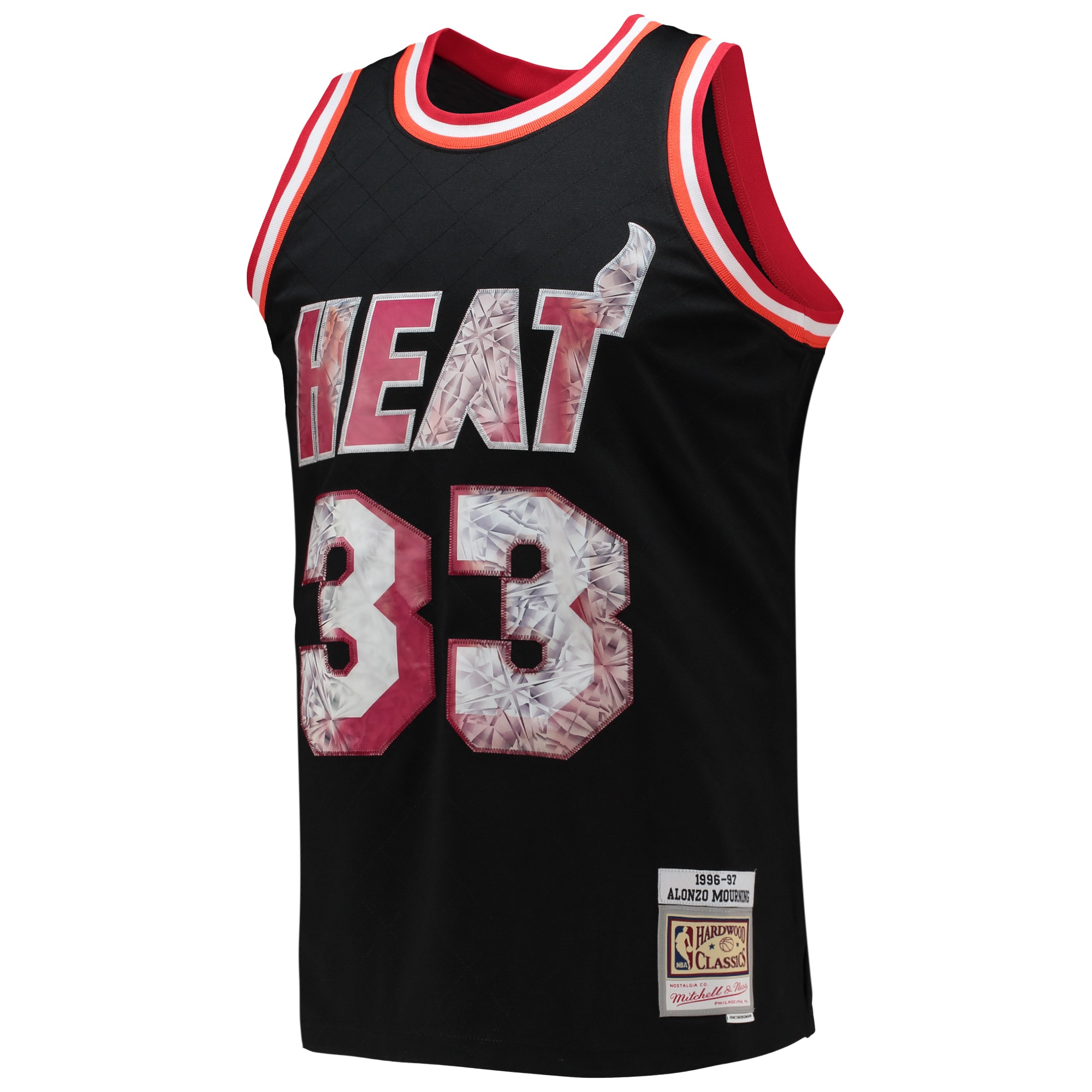 Mitchell Ness Alonzo Mourning Black Miami Heat 1996/97 Hardwood Classics 75th Anniversary Diamond Swingman NBA Jersey Men's