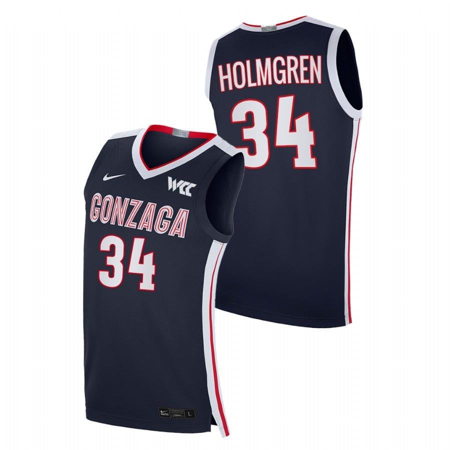Gonzaga Bulldogs Chet Holmgren 34 2023 Navy College Elite NCAA Jersey Men's