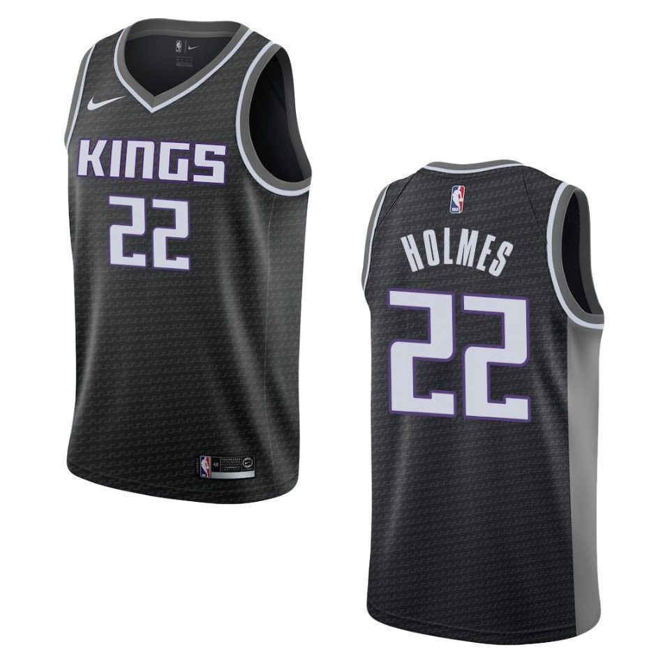 Sacramento Kings 22 Richaun Holmes Statement Swingman Black NBA Jersey Men's
