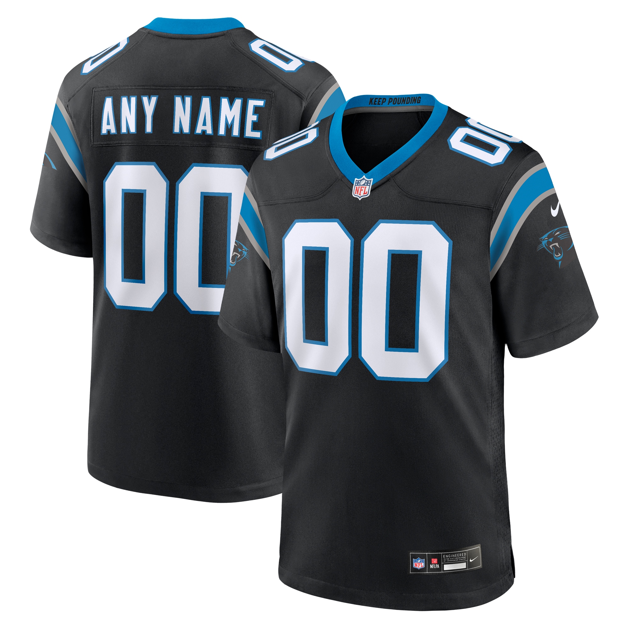 Carolina Panthers Black Custom Game NFL Jersey Men's