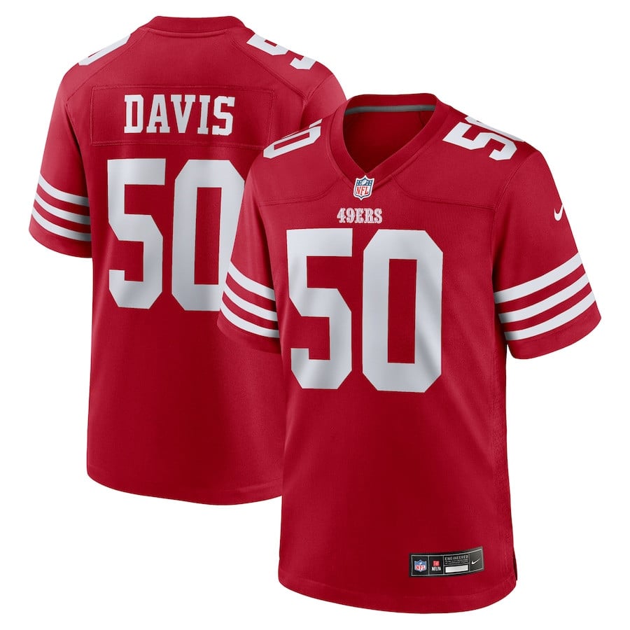 Khalil Davis 50 San Francisco 49ers Game Scarlet NFL Jersey Men's