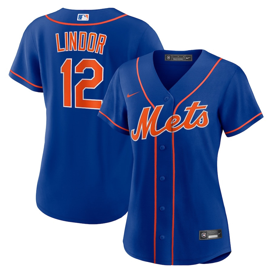 Francisco Lindor 12 New York Mets Alternate Royal MLB Jersey Women's