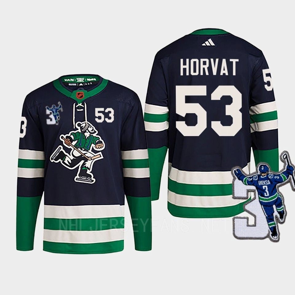 Vancouver Canucks Bo Horvat 53 Navy Reverse Retro 2.0 Kevin Bieska Patch NHL Jersey Men's