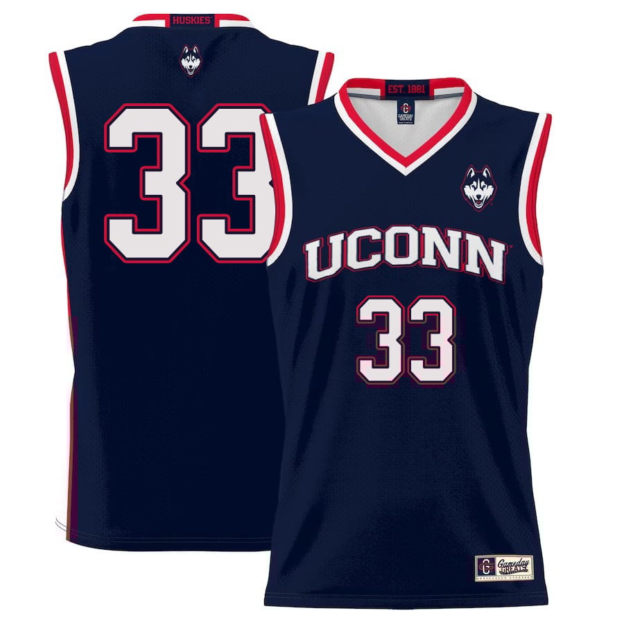 Apostolos Roumoglou 33 UConn Huskies Navy NCAA Jersey Men's