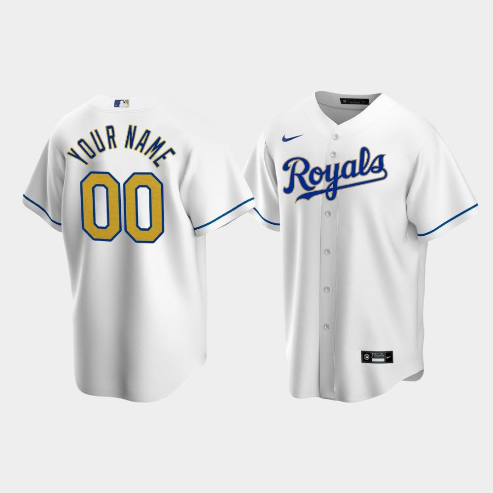 Kansas City Royals Custom 00 White Home MLB Jersey Men's
