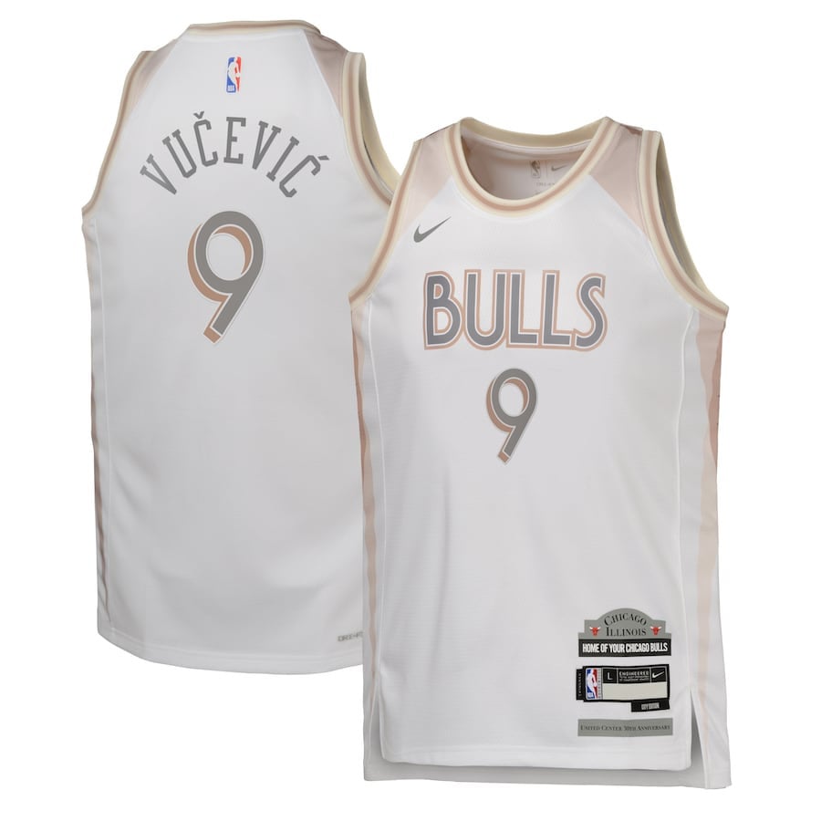 Nikola Vu??evi???9 Chicago Bulls 2024/25 Swingman Playe City Editio White NBA Jersey Youth