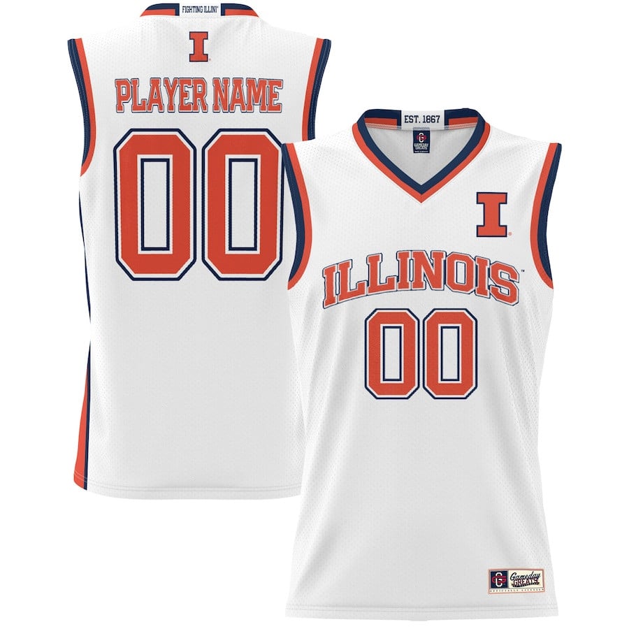 Illinois Fighting Illini NIL Custom White NCAA Jersey Men's