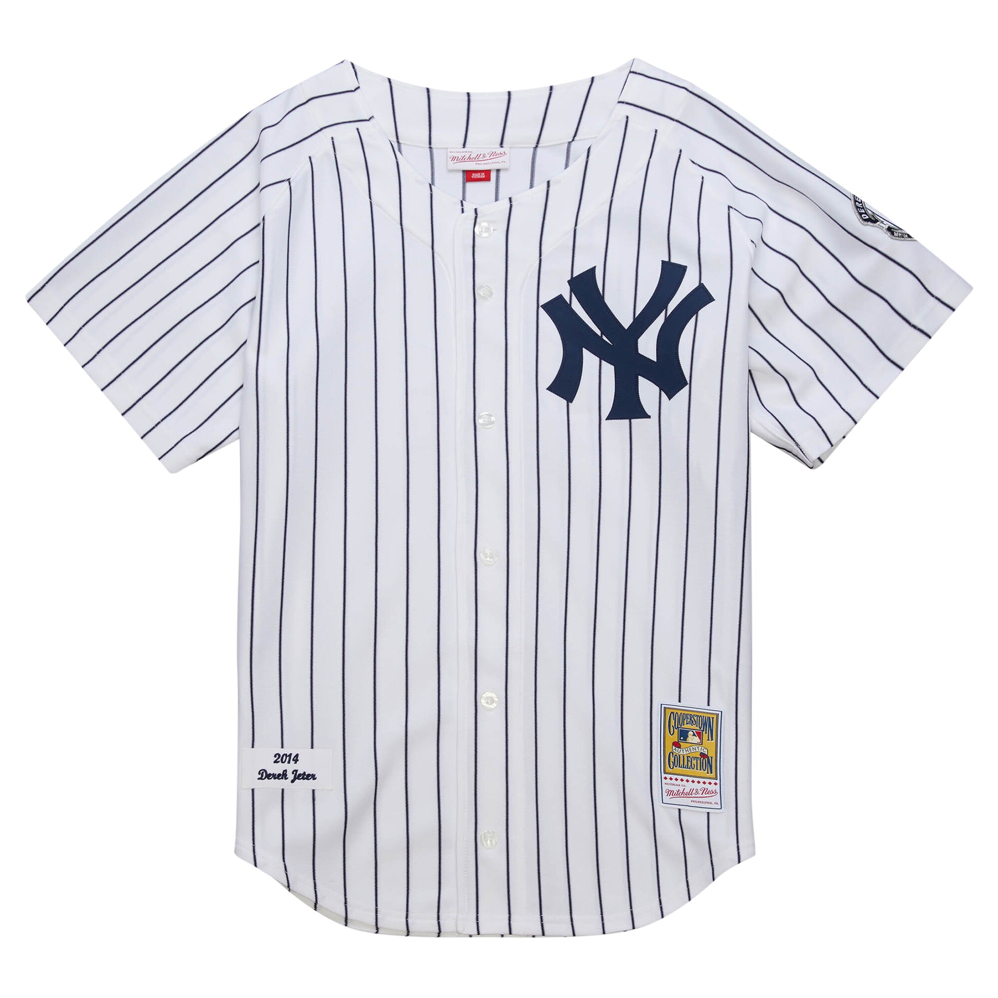 New York Yankees Derek Jeter Mitchell Ness White 2014 Cooperstown Collection Throwback MLB Jersey Men's